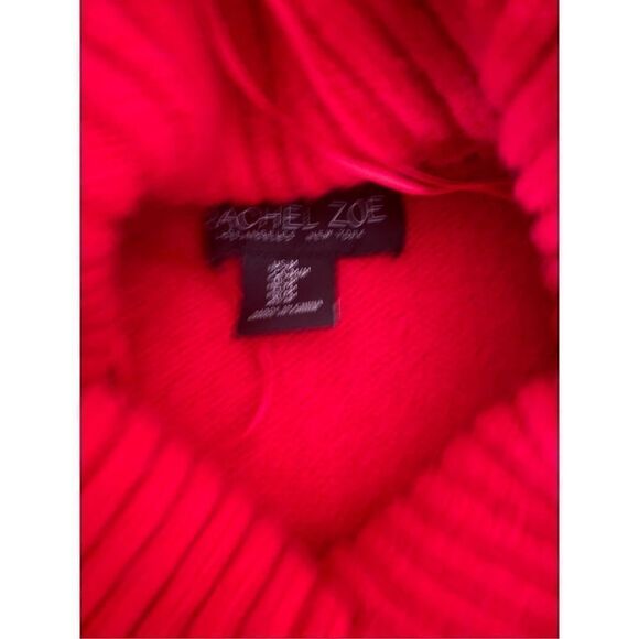 Rachel Zoe medium red cowl neck turtleneck medium drop shoulder sweater - Picture 3 of 4